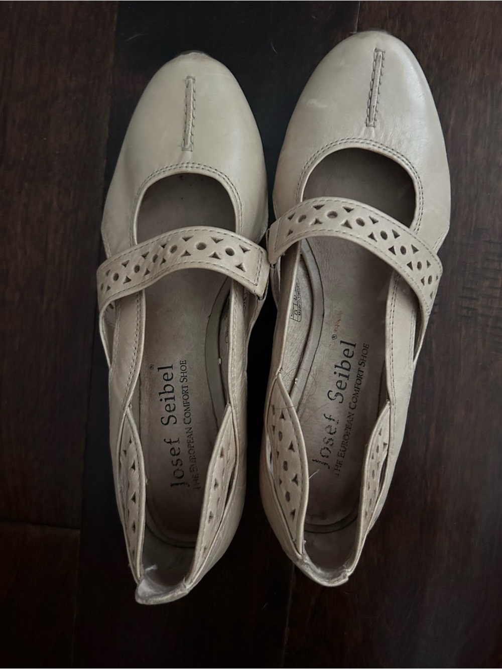 Josef Seibel Women's Beige Mary Jane with Cutout Strap